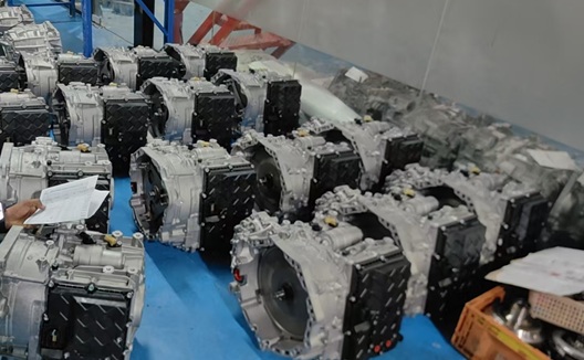 Rebuilt transmission assemblies ready for testing